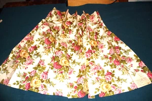 Pleated curtain panel white Pink floral Top 17" Bottom 44"  Length 23"  5 pleats - Picture 1 of 8