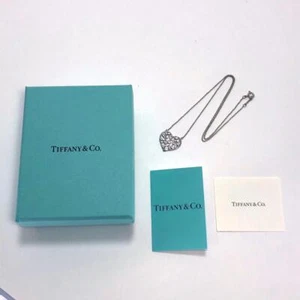 Tiffany & Co. Paloma Picasso Loving Olive Leaf Heart Pendant Necklace Silver 925 - Picture 1 of 7