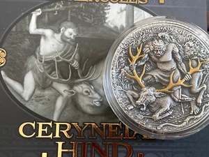 CERYNEIAN HIND - TWELVE LABOURS OF HERCULES - 2020 2 oz Pure Silver Coin - NIUE - Picture 1 of 4