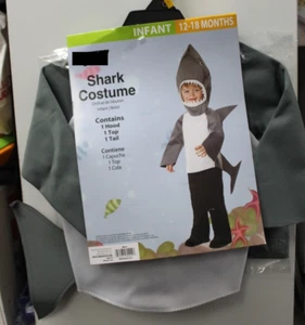 BABY SHARK COSTUME 12M-18M Baby Toddler Ocean Animal Marine Gray Boys Infant NEW - Picture 1 of 3