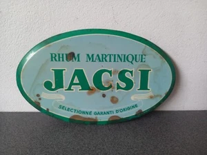 VINTAGE PETITE PLAQUE PUBLICITAIRE JACSI RHUM MARTINIQUE EN VENTE ICI 18 X 11 CM - Imagen 1 de 4