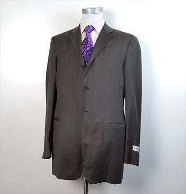 NUEVO DE COLECCIÓN Armani Collezioni 42L Largo Micro Espiga Marrón Nuevo con Etiquetas Parcialmente Forrado Foto 1 de 4