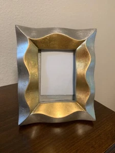 VTG GOLD AND SILVER PAINTED 1994 PICTURE FRAME FREE STANDING - Picture 1 of 9