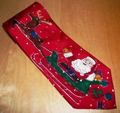 Save the Children "¡Ho! Ho! ¡Ho!" Corbata de seda de reno de Santa 57"L x 4"W (D783) Foto 1 de 4