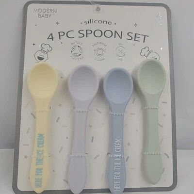 Baby Spoons MODERN BABY Silicone 4 pc Spoon Set Non-Toxic BPA Free - Image 1 of 2