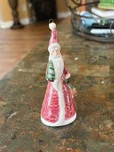 Adorno Campana de Papá Noel Vintage 5" Cerámica Irridiscente Usado en Excelente Condición - Imagen 1 de 8