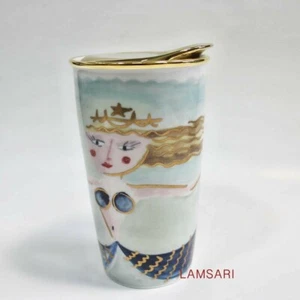 Starbucks Double Wall Traveler Siren Ceramic Tumbler Ceramic Golden Lid 2014 NWT - Picture 1 of 4