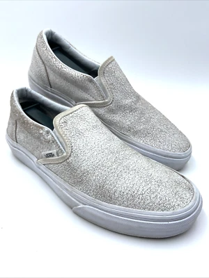 Vans Zapatillas Sin Cordones Blanco Craquelado Cuero Iridiscente Mujer 6/Hombre’s 7.5 y Foto 1 de 4