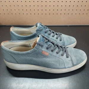 ECCO Soft 7 Shoes Mens 45 11.5 Gray Leather Comfort Lace Up Casual Sneaker - Picture 1 of 5