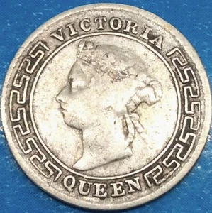 10 cents 1897 Ceylon queen Victory silver - Picture 1 of 7