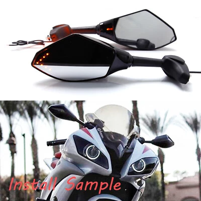 Espejos retrovisores para motocicleta Yamaha YZF R6 2019 señales de giro LED luces ámbar Foto 1 de 4