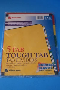 5 Wilson Jones Tough TAB DIVIDERS ~ 1 Set ~ Mehrfarbig 9" x 11" Robuster Kunststoff - Bild 1 von 2
