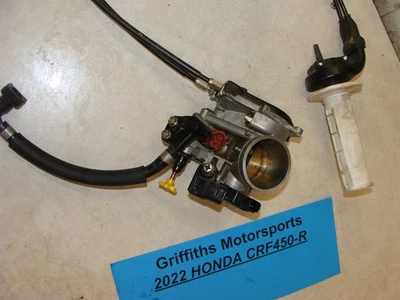 Honda CRF450R 2022 OEM Keihin cuerpo del acelerador cables tubo giratorio TBI inyectores EFI Foto 1 de 4