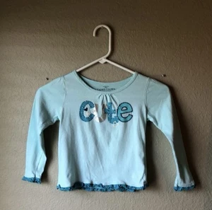 Faded Glory Shirt Girls Y2K Long Sleeve Light Green Casual Top Girls Size 6 - Picture 1 of 6