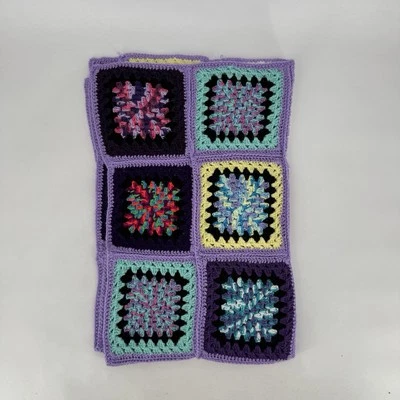 Vintage granny square purple blanket quilt throw 70s 80s 90s cottage 51x64 - Image 1 of 4