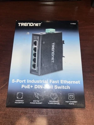 TRENDnet TI-PE50 5-Port Industrial Fast Ethernet PoE+ DIN-Rail Switch - Image 1 of 4