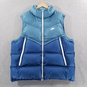 Nike Puffer Vest Mens 2XL Blue Storm-Fit Windrunner Duck Down Insulated Outdoor - Picture 1 of 14