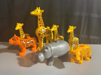 LEGO DUPLO Animales Lote a Granel de 7 Jirafas Hipopótamo Tigre Leopardo Figuras Selva Foto 1 de 4