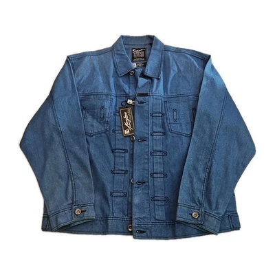 Chaqueta de mezclilla Karl Kani para hombre grande azul punto de contraste hip hop ropa de calle Foto 1 de 4