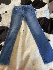 Old Navy Girls Blue Denim Super Skinny Jeans Sz 8 Regular Adjustable Waist Zip - Picture 1 of 4