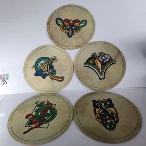Celtic Knotwork Artwork Patterns Cork Back Placemats (5) Stains On Some - Picture 1 of 7