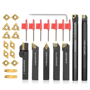 36pcs of set 5/8'' Indexable Lathe 16mm Shank 7 pcs Holders with 21 pcs Turning - Picture 1 of 6