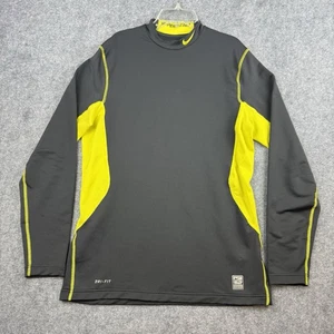 Nike Pro Combat Hyperwarm Compression Shirt L Fitted Dri-Fit Neon Gelb Grau - Bild 1 von 12