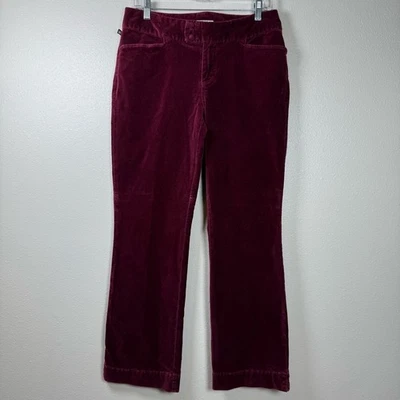 Vtg Polo Ralph Lauren LowRise Velvet Pant Women 8 Burgundy FlagTag Hong Kong Y2K - Image 1 of 4
