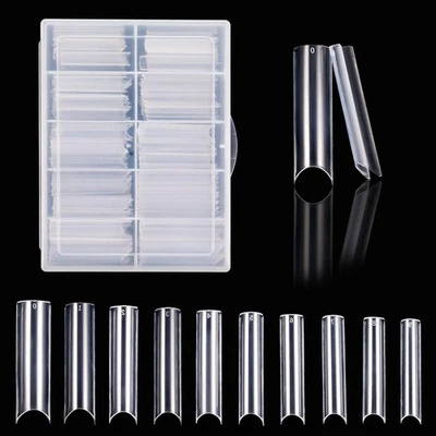 FANTESI 200 Pcs Extra Long Straight Square Nail Tips, Clear C Curve Full Cove... - Image 1 of 4