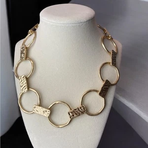 Collar grueso de eslabones de cadena metálicos dorados A NEW DAY nuevo con etiquetas - Imagen 1 de 4