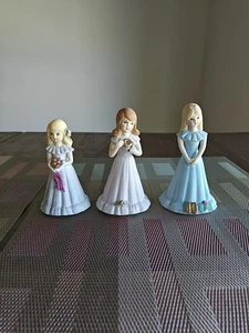 Vtg Lot 2 Growing Up Birthday Girl Porcelain Figure Age 8 and 9 Enseco 1980’s - Picture 1 of 7