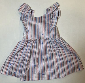 Cat & Jack Girls 2T Dress Red White Blue Embroidered Stars Stripes Ruffle Target - Picture 1 of 5
