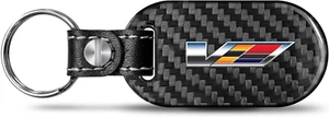 Portachiavi per Cadillac V Logo Vera Fibra di Carbonio Nero Stile Tag, Uffici - Foto 1 di 5
