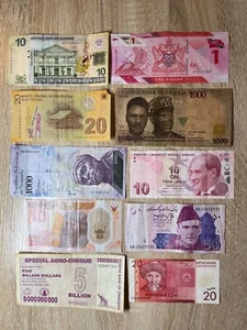 Collection of 10 Mixed World Banknotes Circulated Currency Foreign Paper Money - Picture 1 of 1