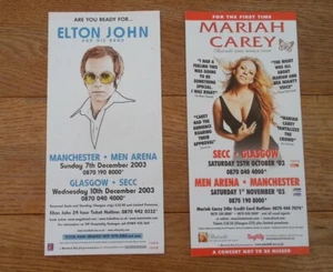 ELTON JOHN / MARIAH CAREY 2003 Tour 2-sided UK FLYER / mini Poster 8x4 inches - Imagen 1 de 1