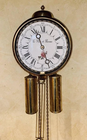 Vintage Wall Clock Mini La Rose de Provence Mechancial Brass Bell Rare Old 20th Cover