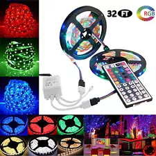 10M 3528 SMD RGB Flexible LED Light Strip 600LEDs Kit + 44 Key Remote Controller