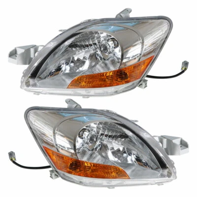 For 07-11 Toyota Yaris Sedan Headlight Replacement Halogen Chrome Housing L+R - Image 1 of 4