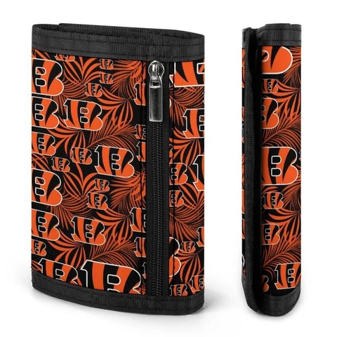 Cincinnati Bengals Fans Wallets Mens Trifold Printed Wallet Zipper Coin Purse Cover