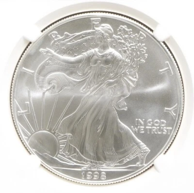 1998 Silver American Eagle NGC MS-70 - Image 1 of 4