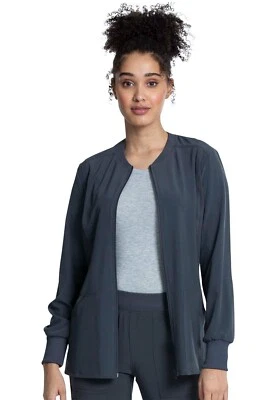 Cherokee Allura Women's Zip Front Jacket CKA384 PWT Pewter Free Shipping - Image 1 of 4