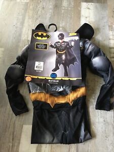 Batman Costume Boys Small 4-6 Black Jumpsuit Cape Mask New Rare Costume