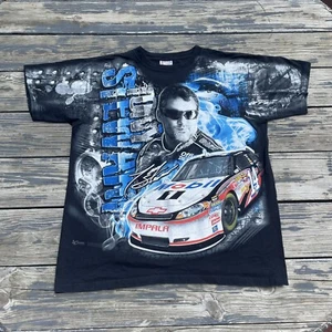 Vintage NASCAR Tony Stewart Chase Authentics All Over Print Black T Shirt Mens L - Picture 1 of 7