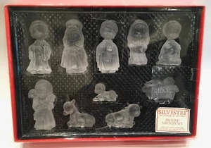 Nativity Set 10 Piece IOB 1" - 3" Silvestri Frosted - Picture 1 of 5