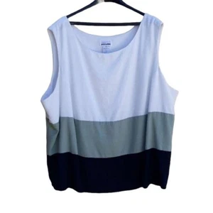 Vintage Top Sleeveless Scoop Color Block Thick Striped Green Black White Sz 32 - Picture 1 of 8