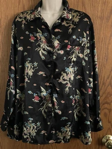 Vtg Fredericks of Hollywood Black Night Shirt Button Front Women's Size 1X - Picture 1 of 12