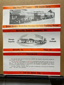 Vtg Berryville Basket Company Brochure ~ Apple Fruit Boxes 1940's? B - Bild 1 von 3