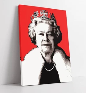 QUEEN ELIZABETH II BRITISH POP ART -DEEP FRAMED CANVAS WALL ART PICTURE PRINT - Picture 1 of 3