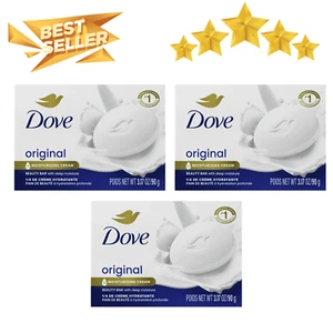 3 Pack Dove Beauty Bar Women's Bath Soap Gentle Skin Cleanser Original, 3.17 oz - Picture 1 of 15