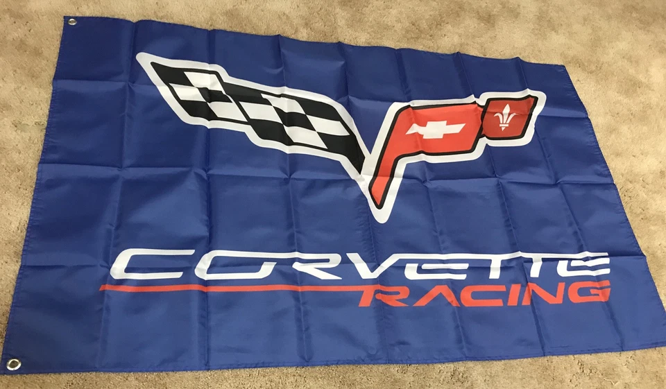 Chevy Corvette Racing Flag Banner Sign Cloth 3x5' Man Cave Garage NEW! - Image 1 of 1